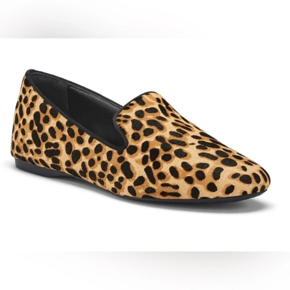 BIRDIES the starling cheetah animal print haircalf loafer flats shoes 7 slip on